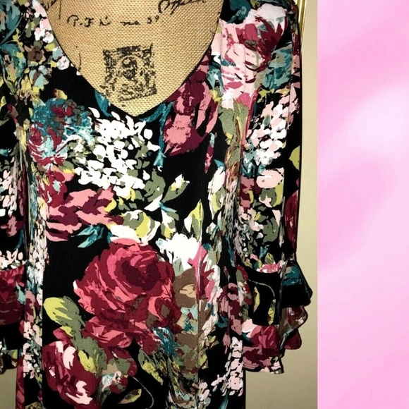 CONNECTED APPAREL BOLD FLORAL PRINT SWING DRESS~6 - Picture 2 of 5